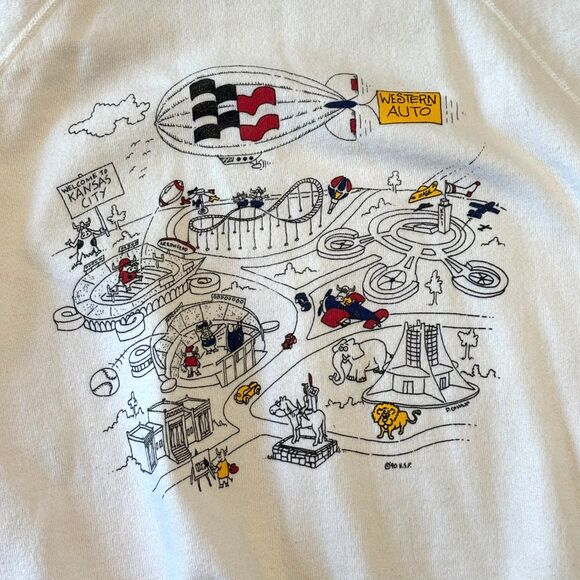 Vintage 90s Kansas City Sweatshirt Hanes USA Tag XL Fits M Double Sided Graphic - Picture 10 of 15